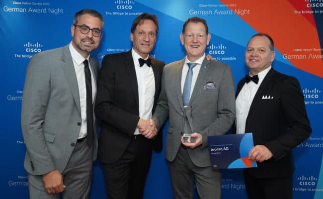 avodaq erhält den Award "Application Experience Partner of the Year" beim Cisco Partner Summit 2023